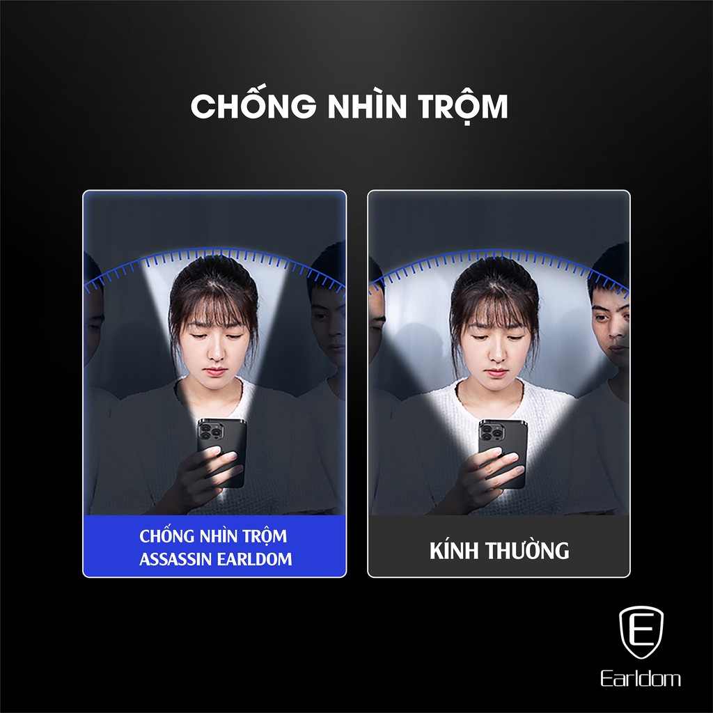 Kính cường lực chống bám vân, nhìn trộm dày 0.3mm IP Assassin Earldom - CC-AS tặng kèm khăn ướt, miếng dán lấy bụii