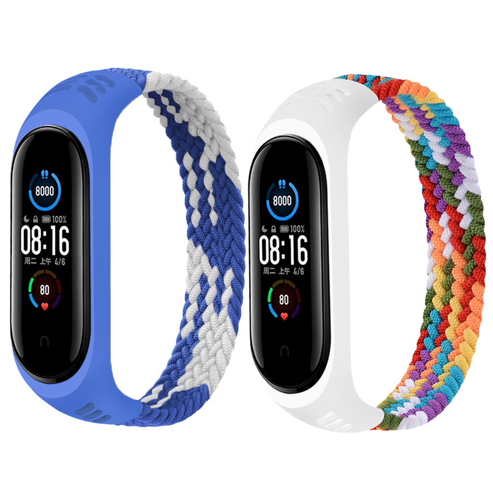 Dây đeo sợi nylon thích hợp cho đồng hồ thông minh Xiaomi Miband 6 5 4 3