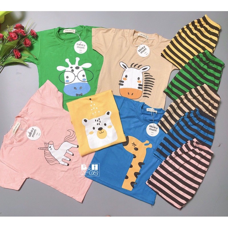 (Sale sập sàn) Bộ cộc tay thun lạnh minky mom hoạ tiết bò đeo kính