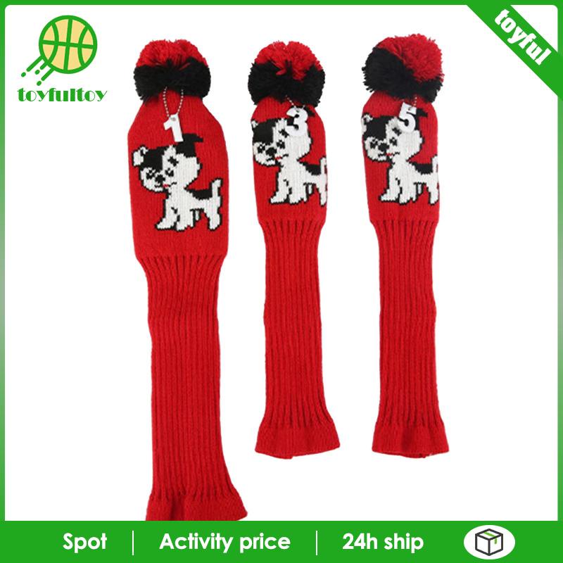 Set 3 Vỏ Bọc Đầu Gậy Đánh Golf Dệt Kim Mềm Mại Bảo Vệ Đầu