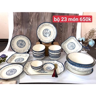 Bát đĩa bộ hoa dây bát dĩa bát tràng cao cấp