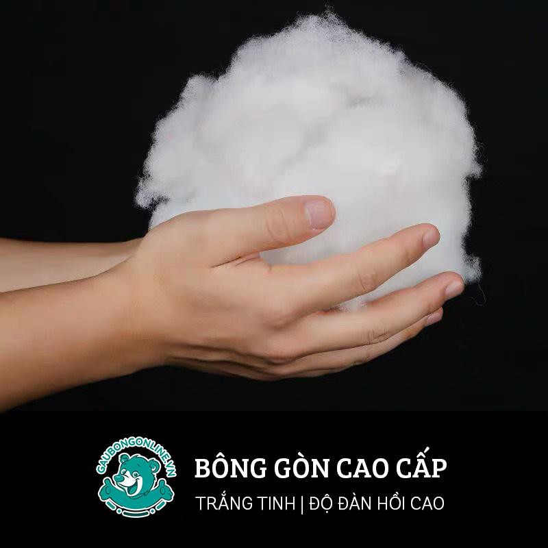 1 KG Bông gòn lông xoắn 3 chiều 7D trắng tinh, cao cấp nhồi gối, gấu bông