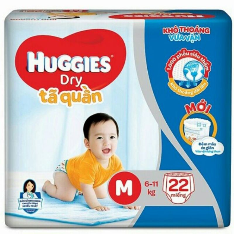 [TẶNG 6 miếng bvs ngày cool]Tã quần Huggies M22 miếng