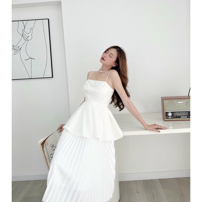 Áo 2 dây xòe peplum