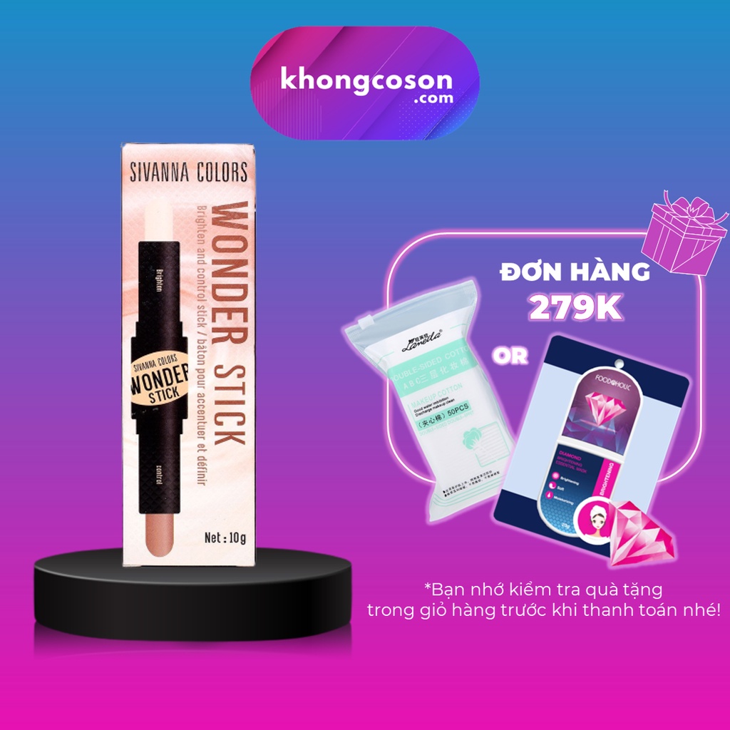 Kem Che Khuyết Điểm Sivanna Colors Tạo Khối &amp; Bắt Sáng Wonder Stick 10g - Khongcoson