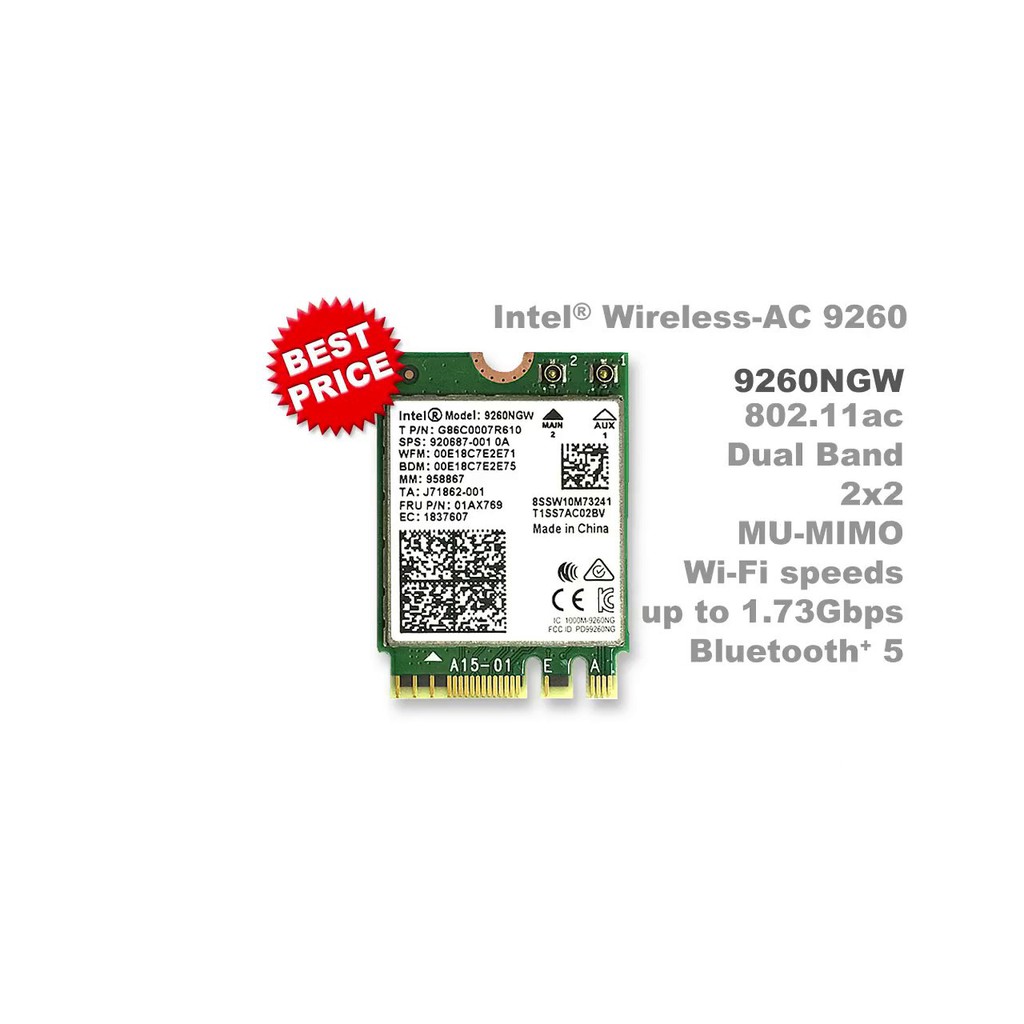 Card Wifi Bluetooth INTEL AC9260 ( cho máy tính xách tay)