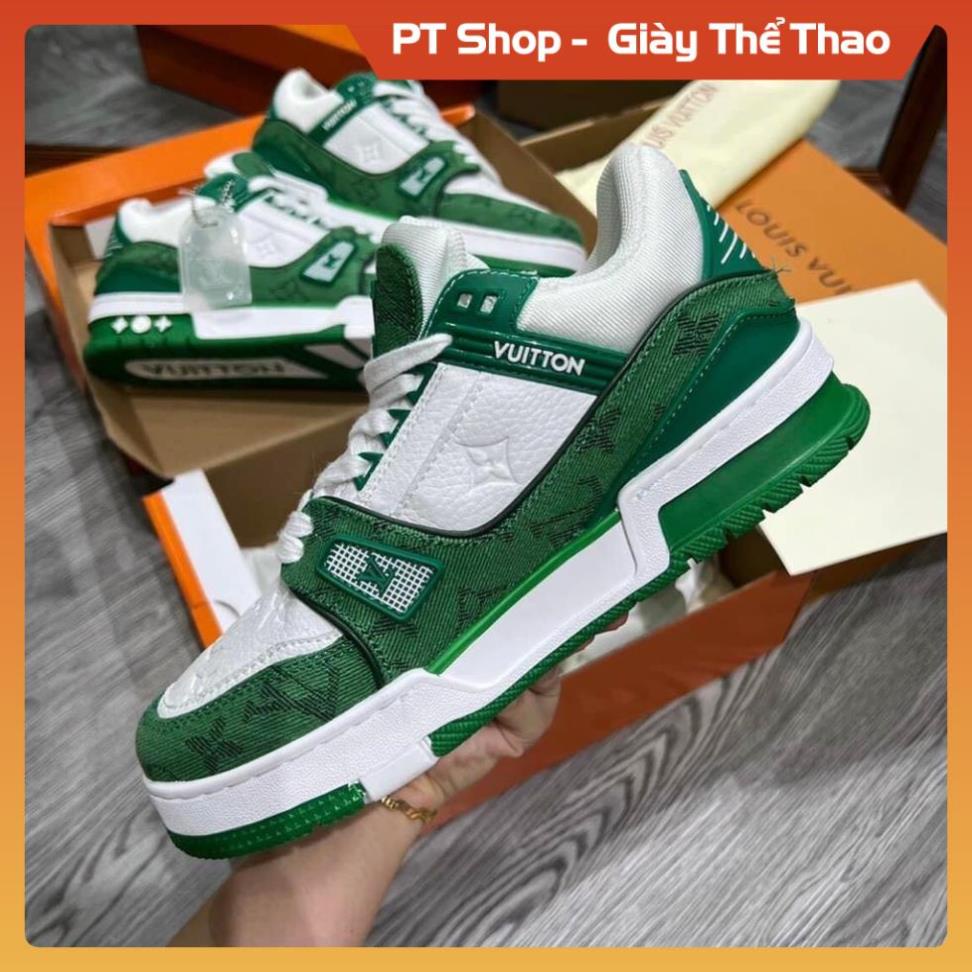 [FreeShip + Hàng Siu Cấp] Giày LV xanh lá trắng bản sc, Giày thể thao nam nữ, giày louis vuitton xanh green