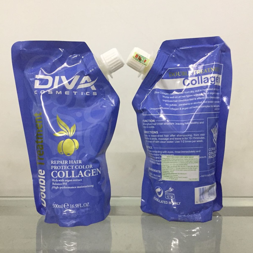 DIVA - Dầu Hấp Ủ Dưỡn Ẩm Phục Hồi Siêu Mềm Mượt Diva Collagen 500ml