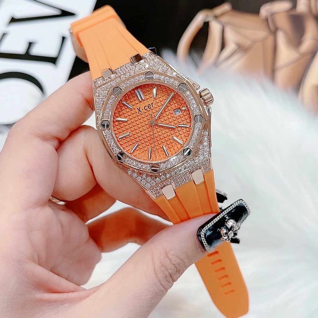 Đồng Hồ Nữ XCer Dây Silicone Cam Rose Gold Chính Hãng 36mm