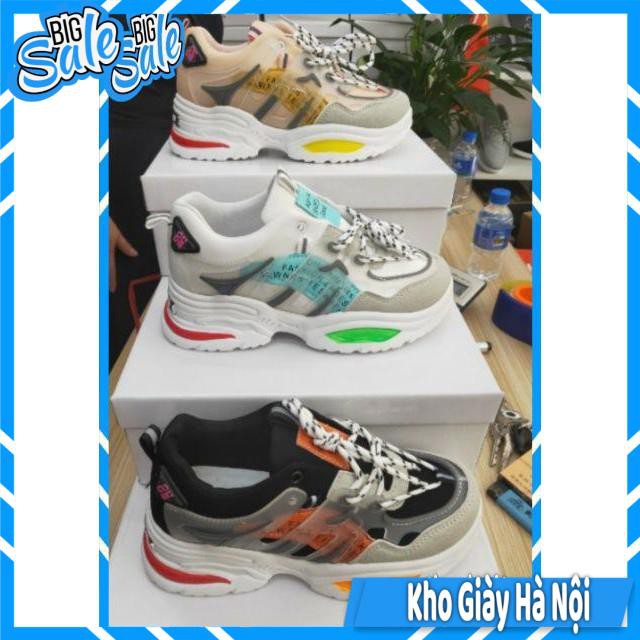 Giày Thể Thao/Sneakers Viền chữ ABO Dây Vằn Phối Màu Đế Hơi