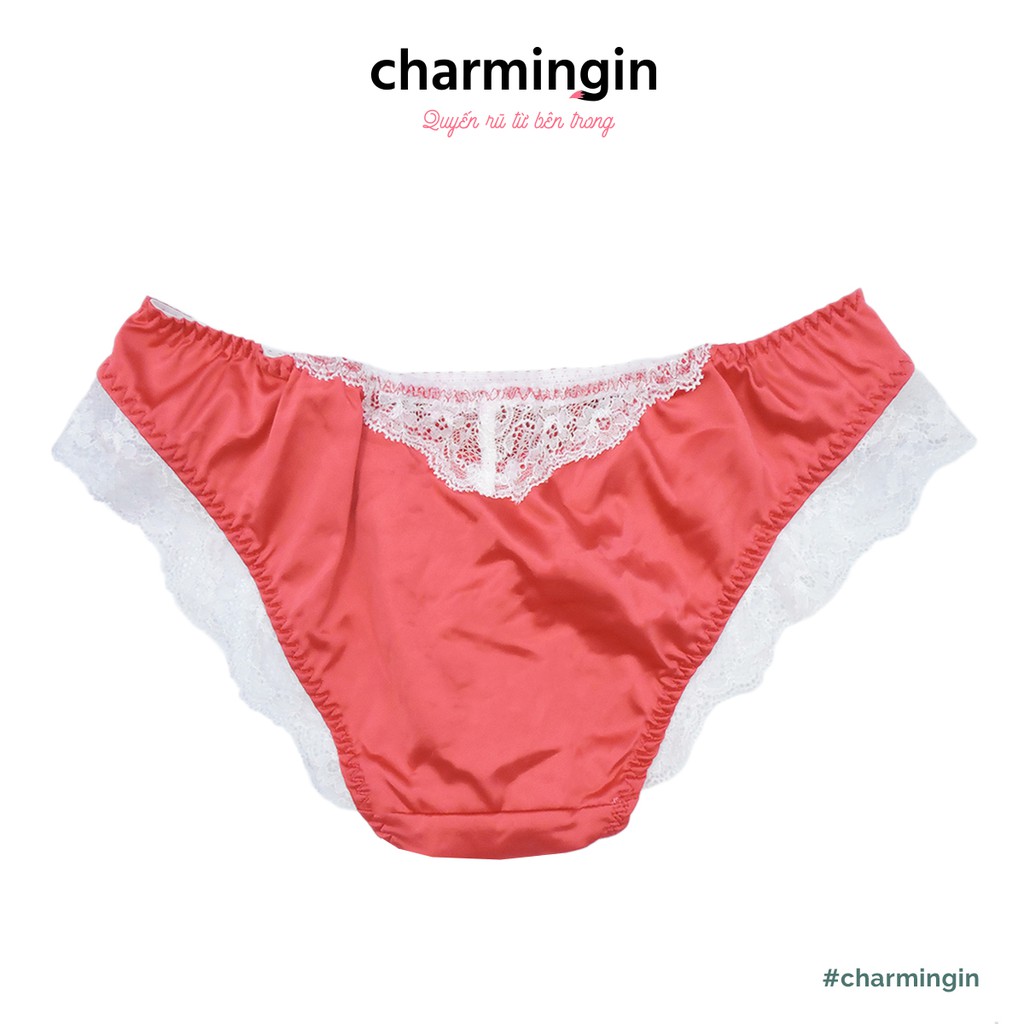 Quần lót satin lụa bóng viền ren nơ sang trọng size M - QLST0028