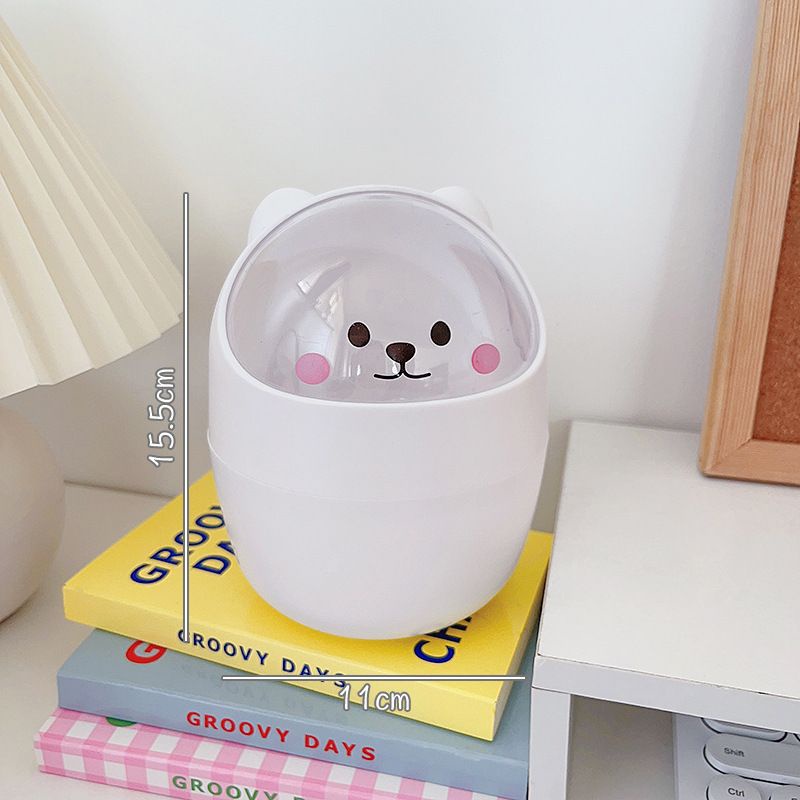 Thùng rác mini có thể đựng bút, phụ kiện hình gấu &amp; mèo cute (kèm túi rác + sticker ngẫu nhiên)