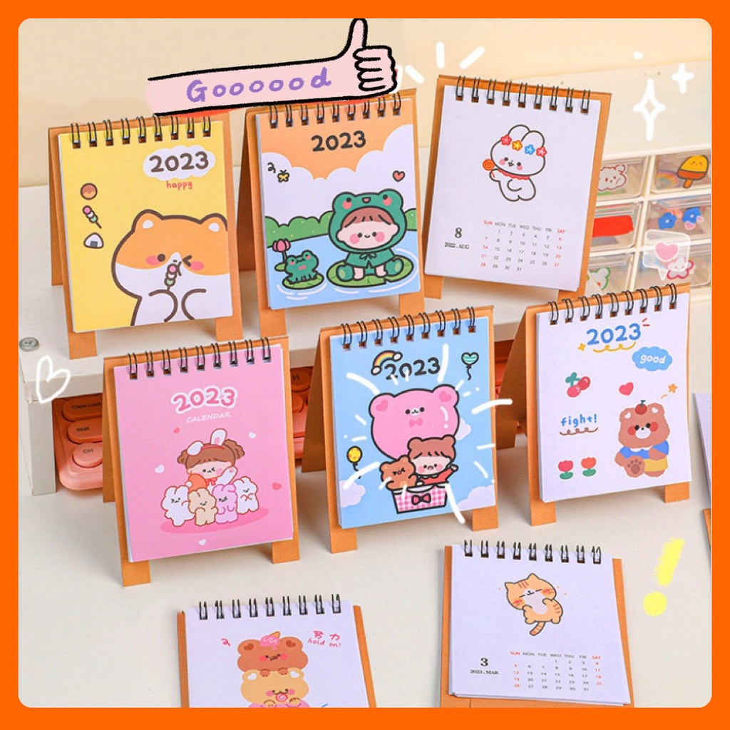 Lịch để bàn mini năm 2023 xinh xắn nhiều chủ đề kèm ghi chú mặt sau tiện lợi dáng chữ A làm quà tặng đẹp rẻ