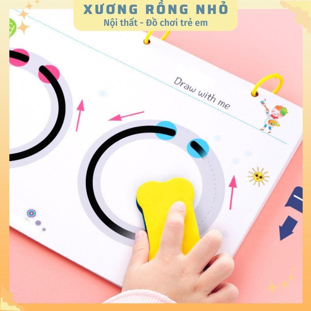 Vẽ nét cơ bản bộ 64 trang, Đồ Chơi Giáo Dục Sớm Cho Bé, Bộ Tập Tô Nối Chữ và Nét Vẽ Cơ Bản Cho Bé 3 - 6 Tuổi