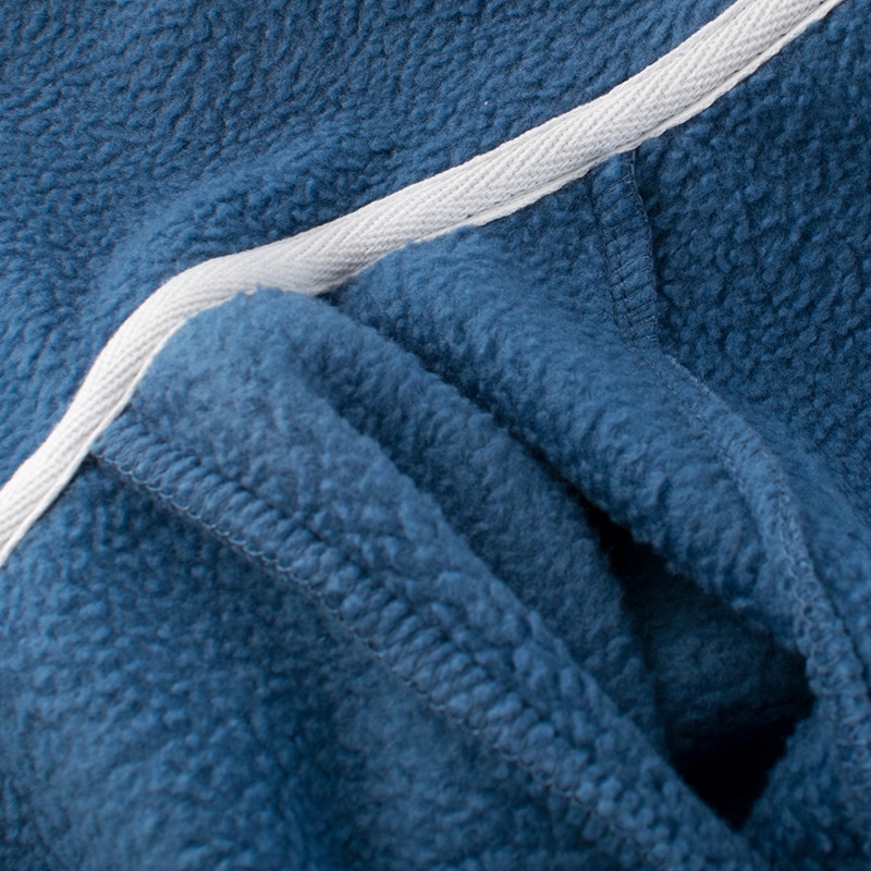 Áo sweatshirt IELGY có mũ trùm đầu vải lông cừu phối khóa kéo phong cách Hàn Quốc cho bé trai màu xanh dương