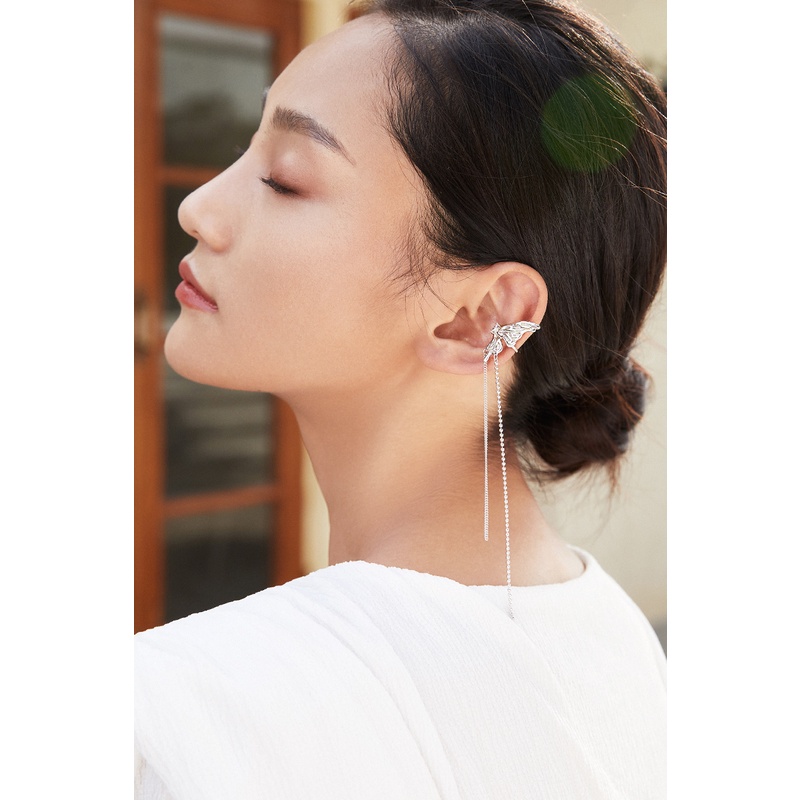 Bông tai Bamoer xi bạc 925 hình hoa tua rua thời trang cá tính