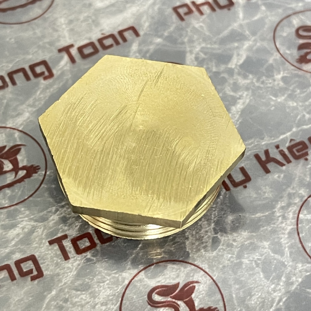 [BỊT REN NGOÀI] Nút đầu bịt ren ngoài ngặn chặn dòng chảy khí nén ren BSP - Bằng đồng (Brass pipe fitting plug cap male)