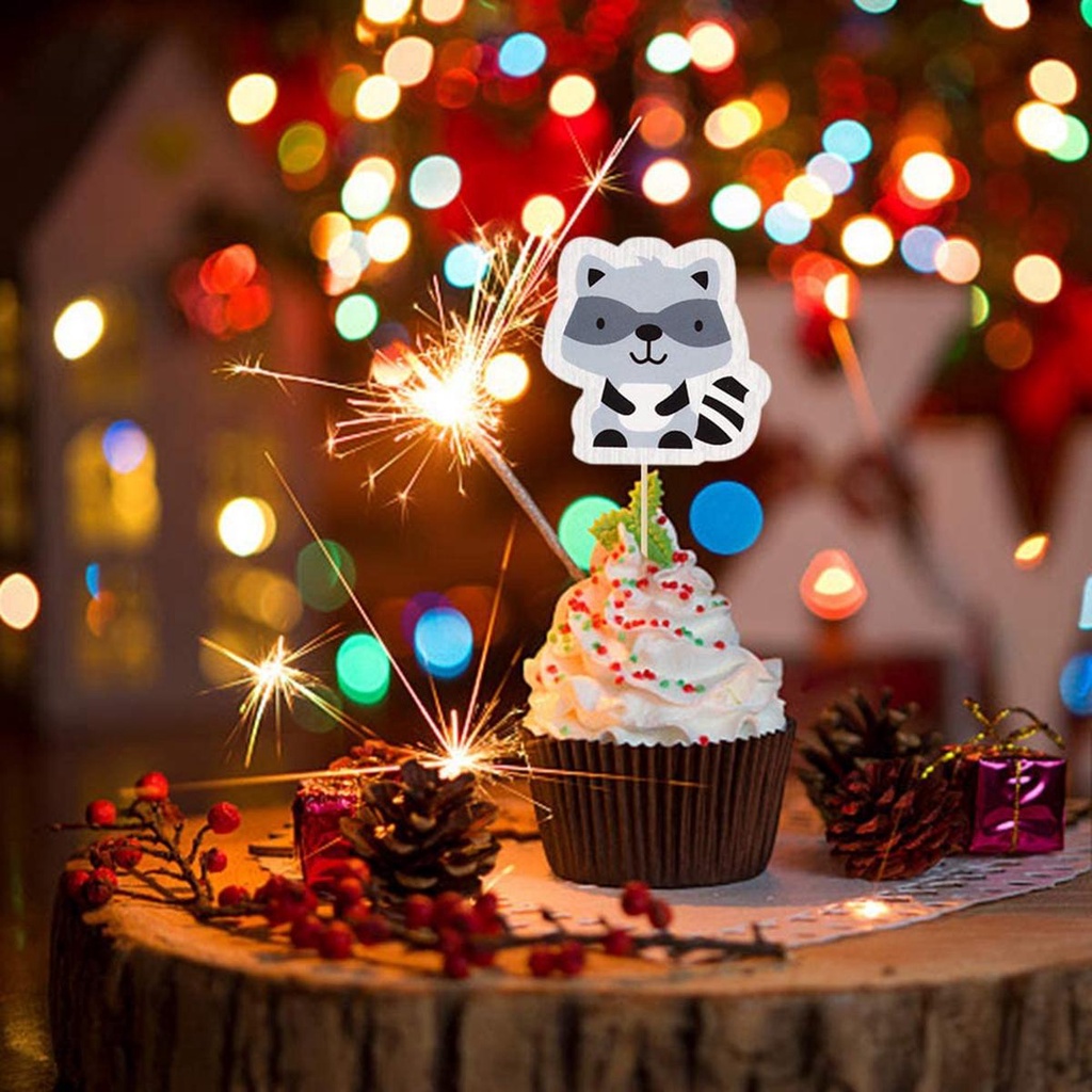 Set 48 Phụ Kiện Trang Trí Bánh Cupcake Hình Động Vật Bằng Len Dễ Thương