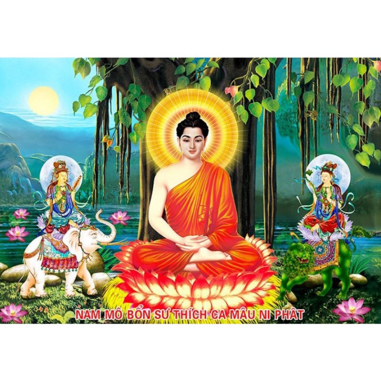 Tranh thêu chữ thập 3D Đức Phật ngồi Bồ đề LV3519 (67x48cm)