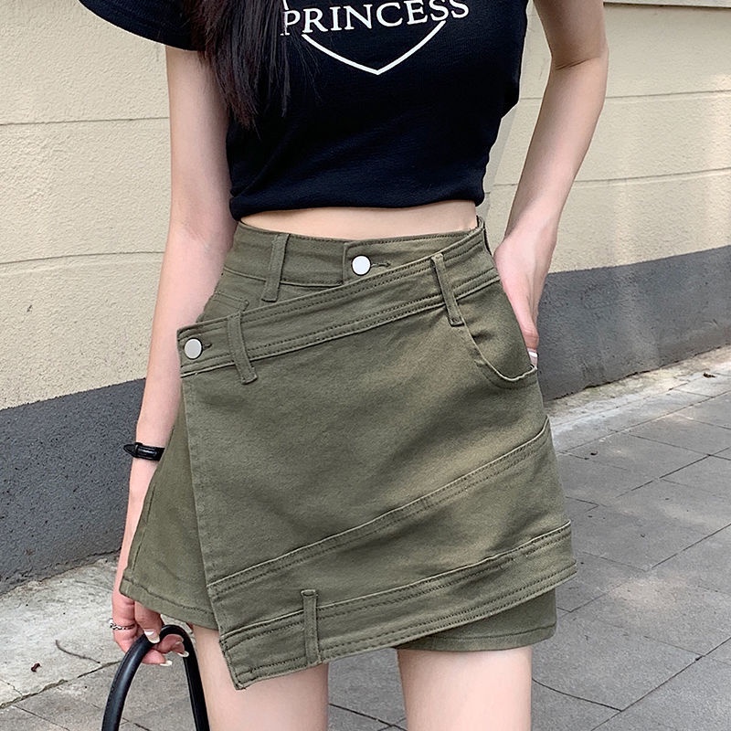 Quần Short Denim Lưng Cao Thiết Kế Không Đồng Đều Phong Cách Mùa Hè Mới Cho Nữ