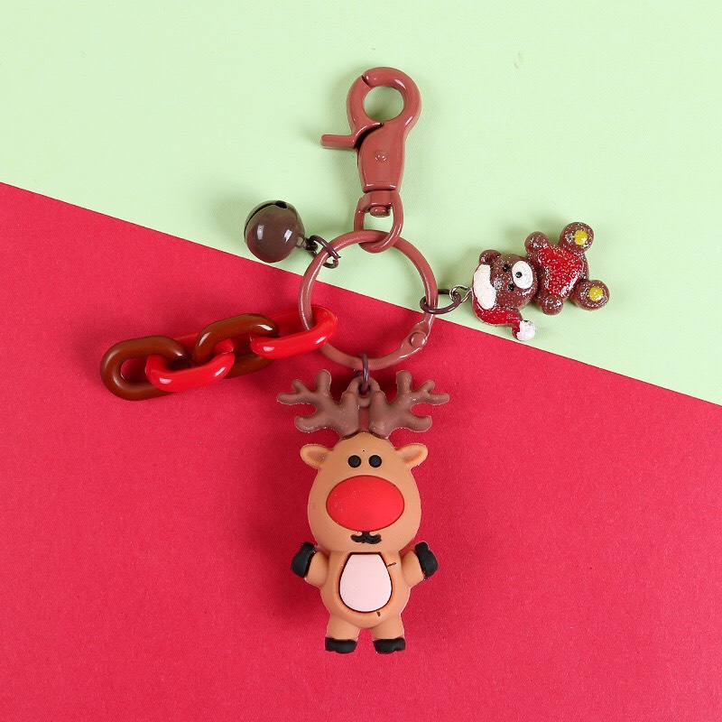 Móc khóa tuần lộc ông già noel giáng sinh xinh xắn làm quà tặng bạn bè,treo balo túi xách-Ráp