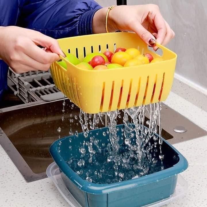 Rổ Nhựa Kèm Thau Có Nắp Mẫu Mới