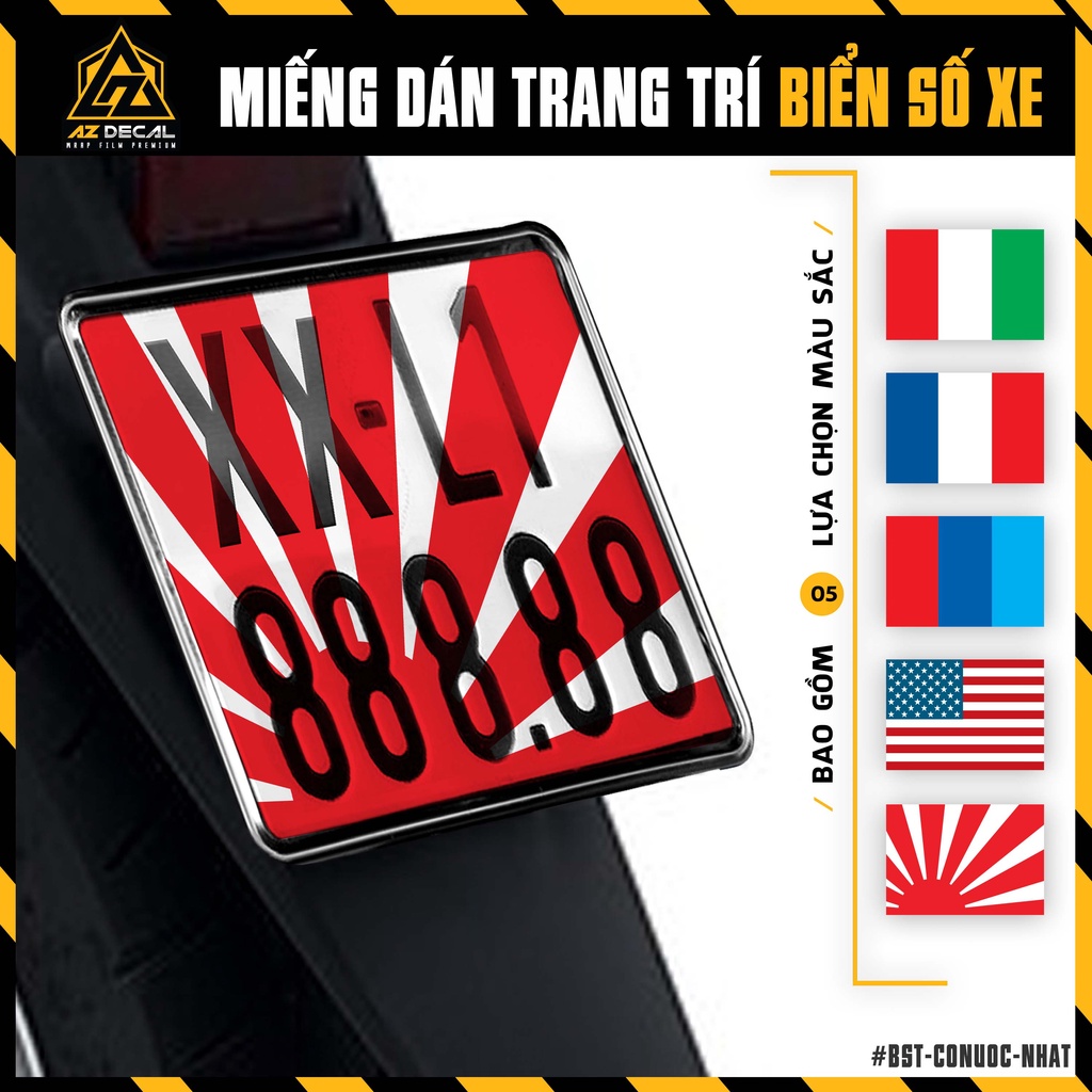Tem Màu Trong Suốt Dán Biển Số Xe Mẫu Cờ Các Nước | BST-CONUOC | Decal Dán Biển Số Xe Máy, Ô Tô, Xe Điện Chống Nước