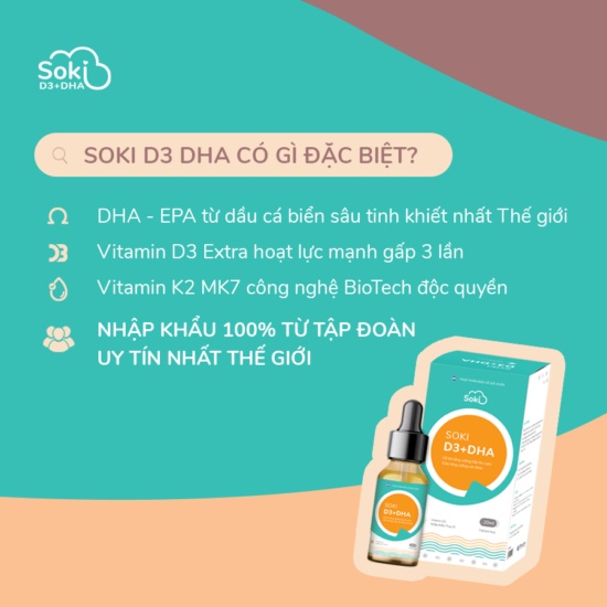 Bộ đôi ngủ ngon và bổ sung vitamin D3, DHA cho bé Soki Tium (3 hộp) + Soki D3 DHA (1 hộp)