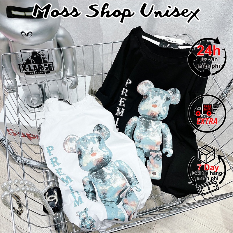 Áo thun tay lỡ unisex Gấu Premium MOSSSHOP - Áo phông nam nữ phong cách hàn quốc ulzzang form rộng 65kg