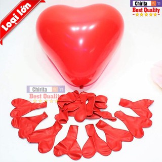 Bộ 50 Bong Bóng Trái Tim Màu Đỏ Loại Lớn - Bóng Bay Trang Trí Tiệc Loại Tốt - VNH1050