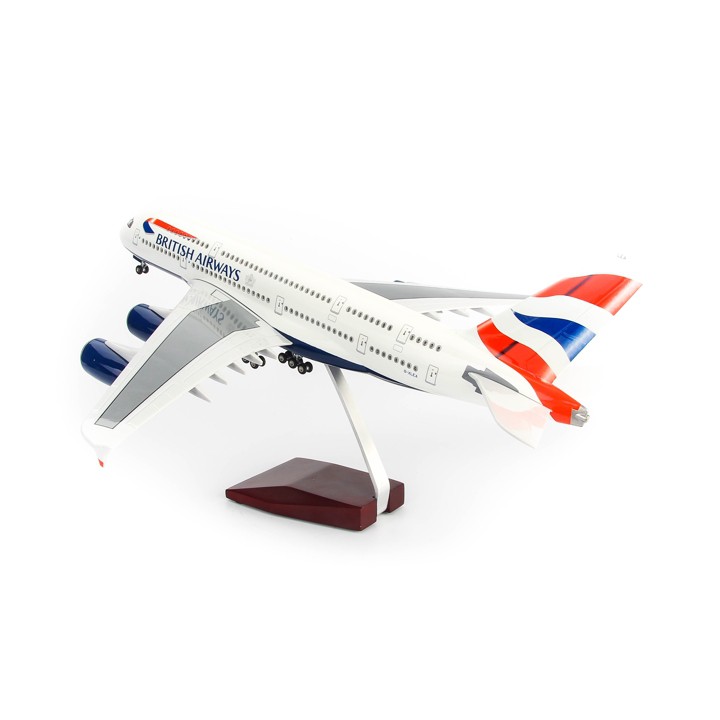 Mô hình máy bay lắp ráp có đèn led British Airways Airbus A380 47cm Everfly