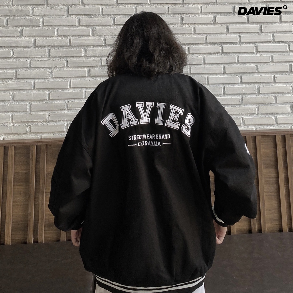 Áo khoác bomber nam nữ màu đen kaki Daviesism local brand Davies| D18-AK4