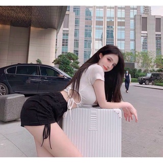 Áo kiểu thun gân dây rút eo 2 bên