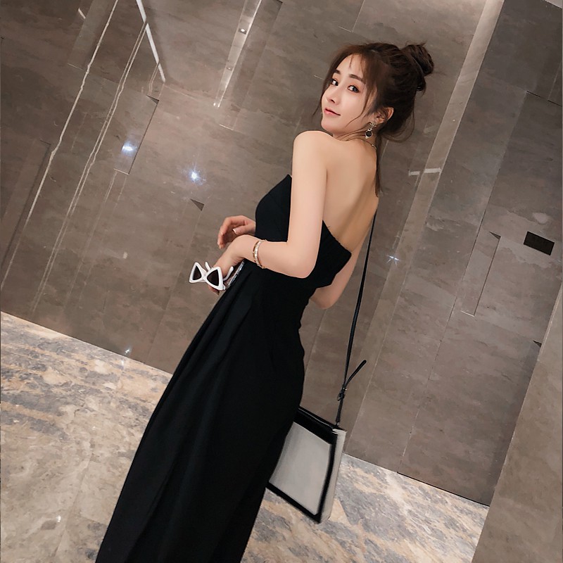 Jump jumpsuit hotgirl cúp ngực quần ống rộng culottes sexy đi tiệc bar công sở đẹp giá rẻ màu đen freesize