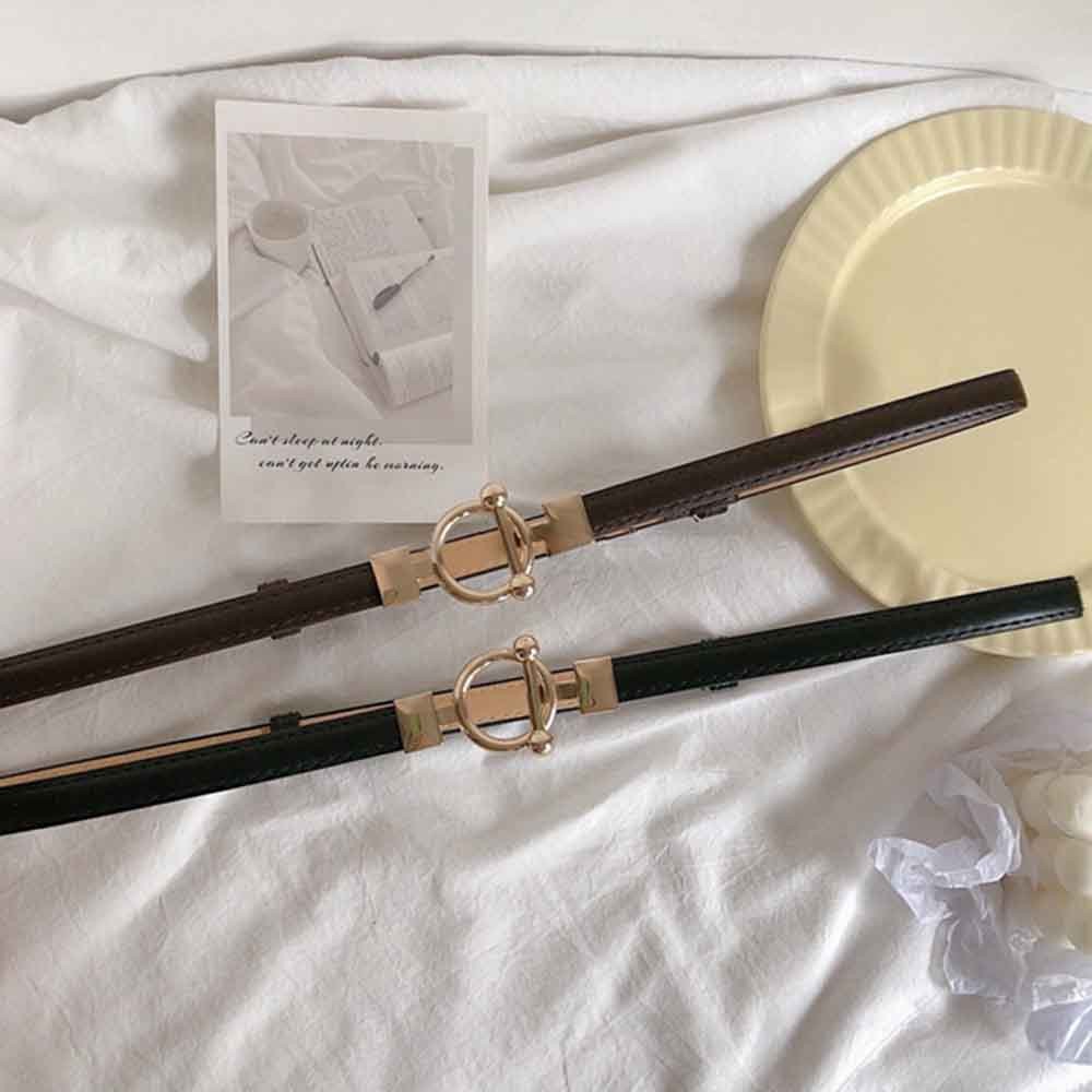 Thắt lưng bản nhỏ phối khóa kim loại thời trang cho nữ