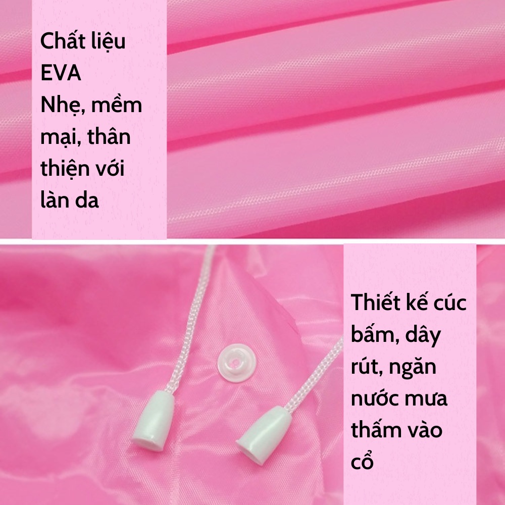 Áo mưa trẻ em toàn thân. Áo mưa học sinh có cúc bấm siêu nhẹ, dẻo dai chiều cao bé từ 100 - 150 cm