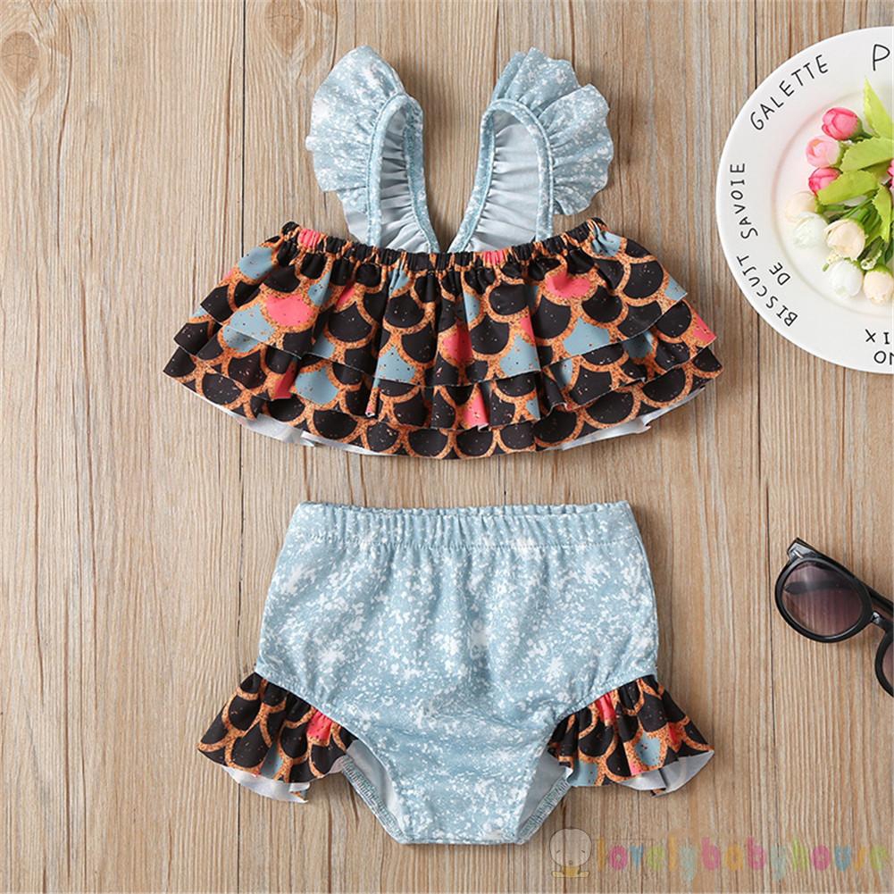 Bộ Đồ Bơi Bikini 2 Mảnh Hình Nàng Tiên Cá Cho Bé Gái Từ 1-5 Tuổi