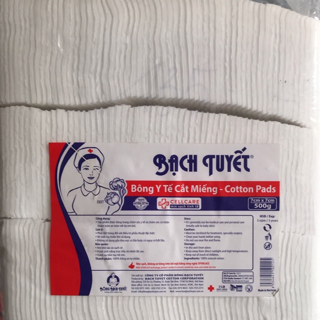 Bông gòn Bạch tuyết cắt sẵn 7*7 500g