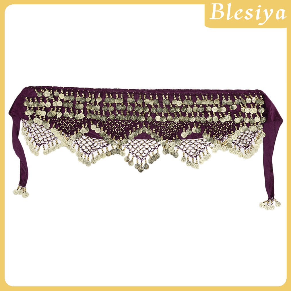 Khăn đeo hông đính đồng xu tua rua trang phục múa bụng thời trang cho nữ