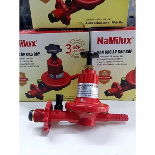 Van gas điều áp bếp công nghiệp NaMilux NA 538SH VN 3 bếp và dây công nghiệp Hàn Quốc siêu bền