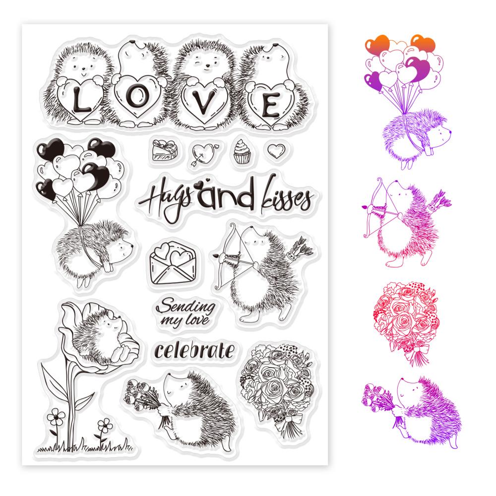 1 Tấm Tem Dán Trang Trí Album Ảnh Hình Nhím Bằng Nhựa PVC DIY 16x11x0.3cm