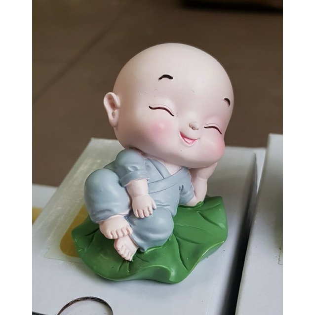 Bộ 4 Chú Tiểu Ngồi Lá Sen - Mẫu Áo Lam