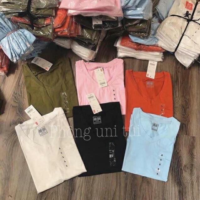 Xả Áo phông cổ tim Có túi (còn màu xanh rêu) ་