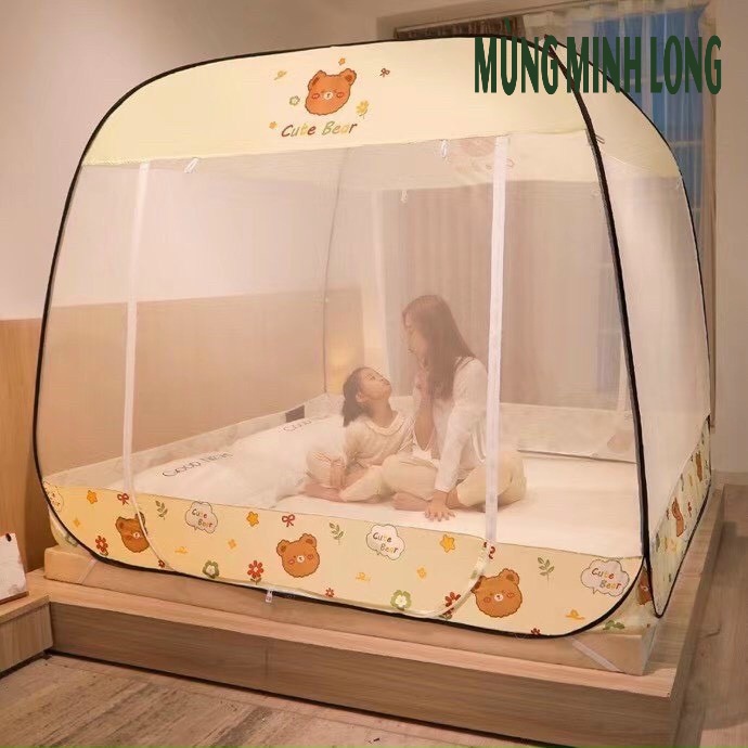 [1 CỬA] Mùng chụp đỉnh vuông 2 viền chân (NEW) - Mẫu màn chụp CAO CẤP nhất hiện nay - Hàng chính hãng MADE IN VIETNAM