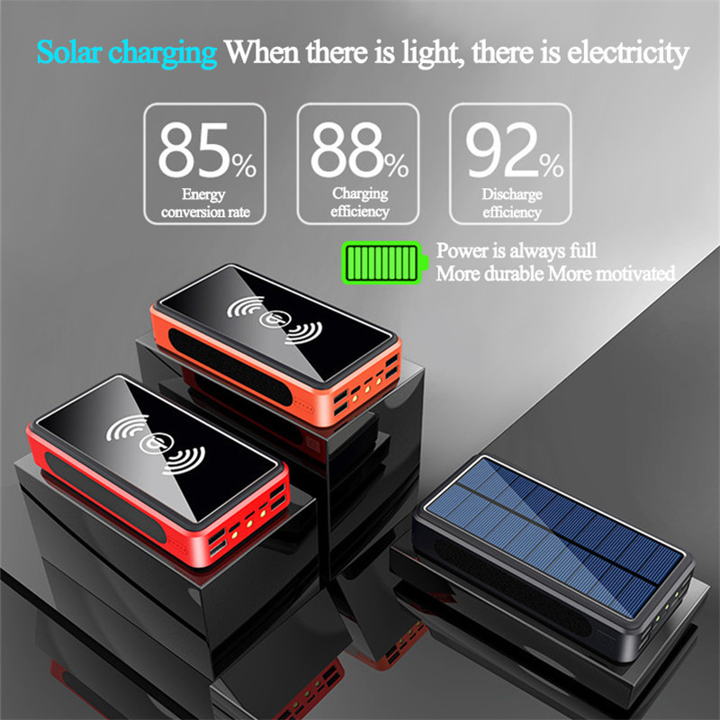 Sạc dự phòng 50000mah 4 cổng USB Bộ sạc năng lượng mặt trời, bộ sạc không dây tích hợp