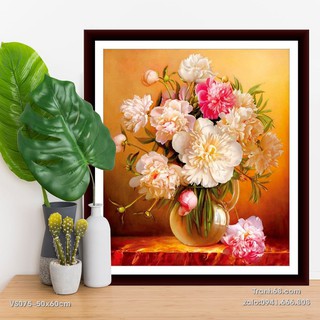 Tranh đính đá venus Bình hoa VS075 kích thước 50x60cm