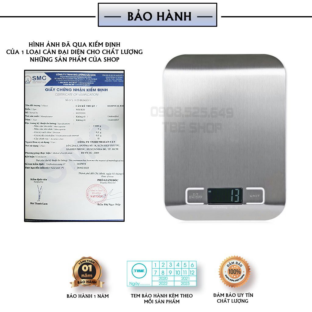 Cân tiểu ly điện tử nhà bếp mini 5kg hợp kim thép sạc USB ( Bảo Hành 1 Năm ) TBE Shop