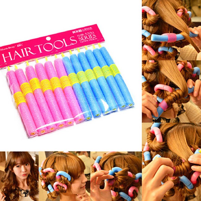 Bộ 12 Dụng Cụ Uốn Tóc Xoăn Tự Nhiên tự làm tại nhà | Shopee Việt Nam
