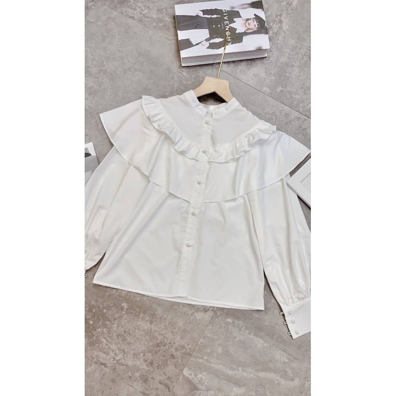 [Mã WASKT304 giảm 15% tối đa 30K đơn 99K] ANU147 - ÁO SƠ MI NỮ TRẮNG 2 BÈO CÚC NGỌC | BigBuy360 - bigbuy360.vn