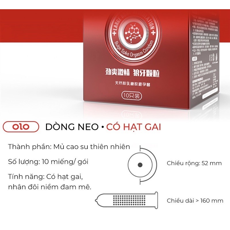 Bao cao su OLO Neo siêu mỏng 0.01mm , kéo dài thời gian, truyền nhiệt tốt, ôm sát - Hộp 10 bao